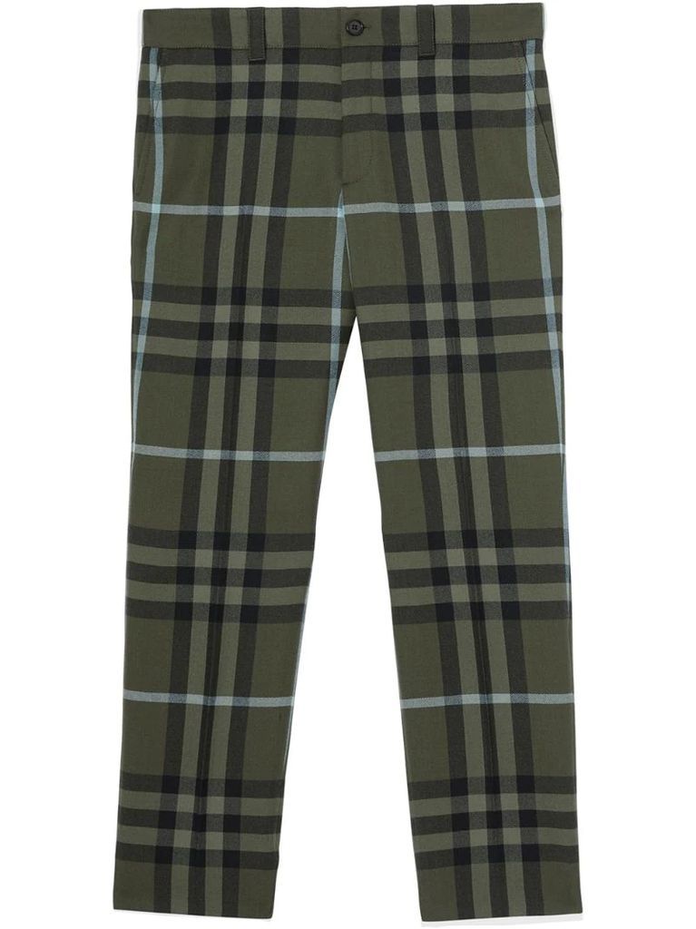 check technical cropped trousers