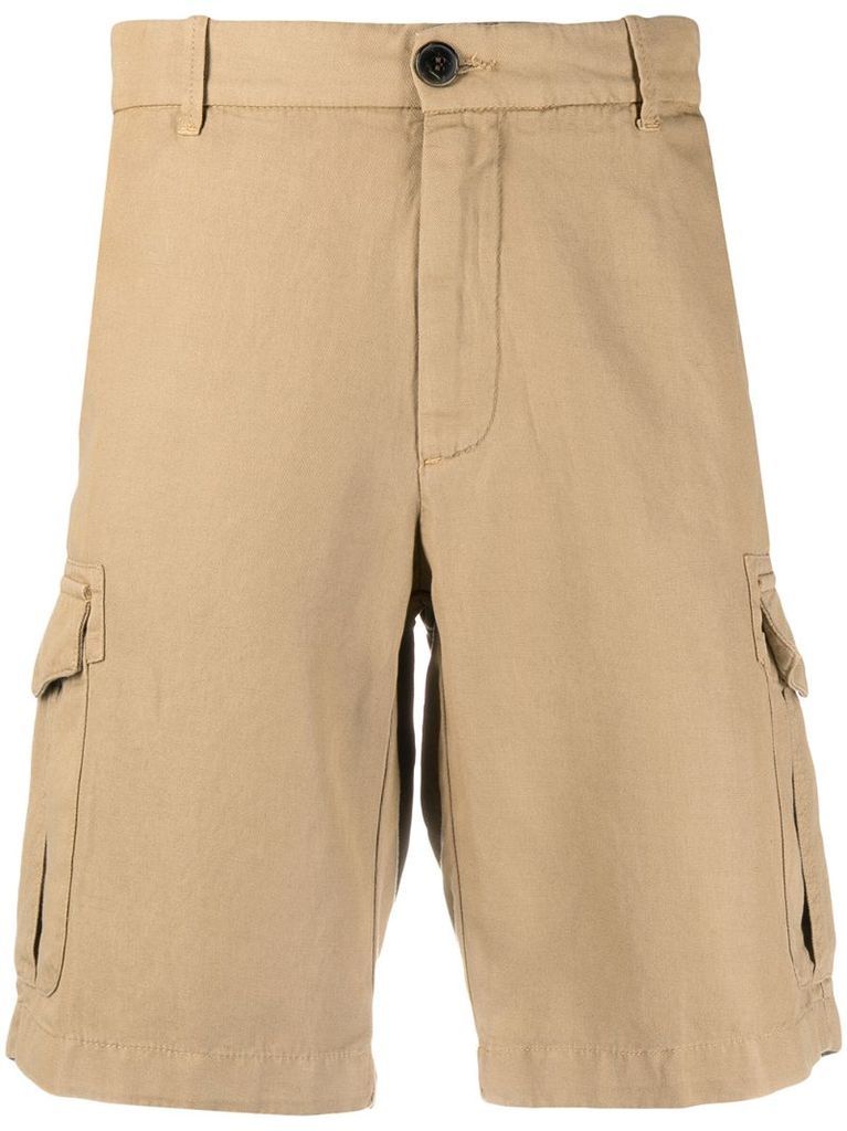 cotton-linen blend cargo shorts