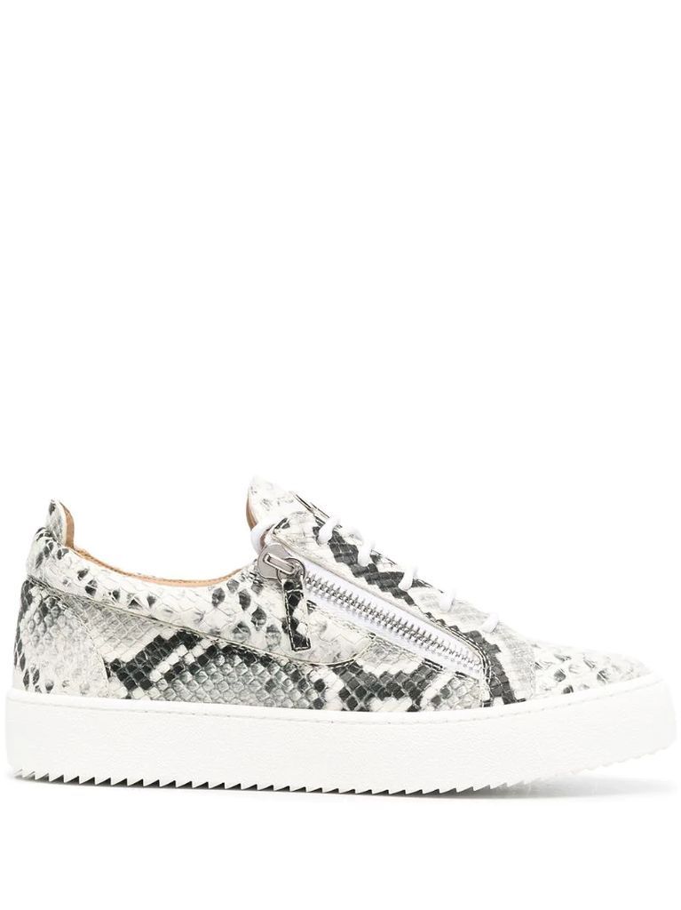 python-print lace-up trainers