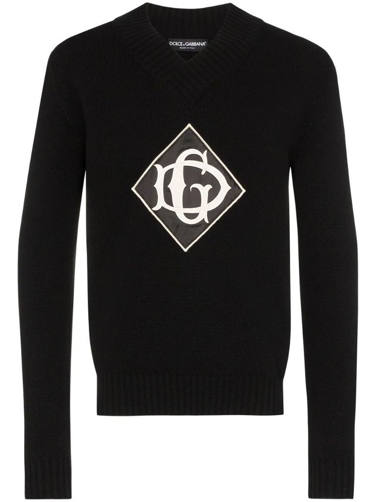 logo patch knitted jumper