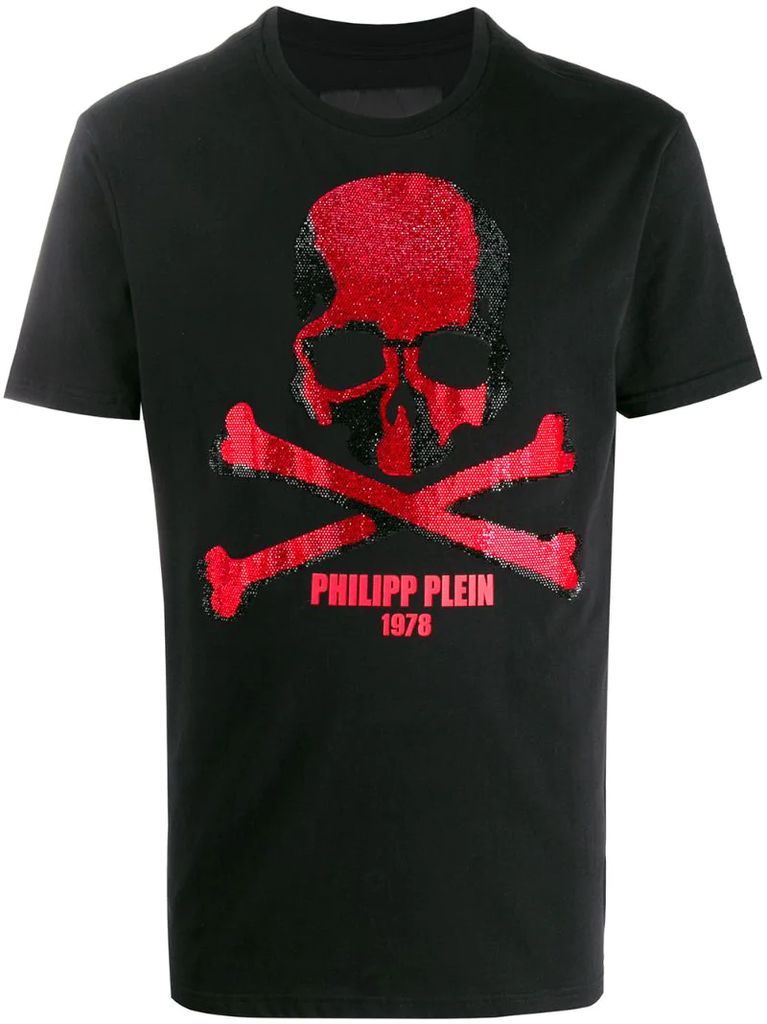 studded skull logo print T-shirt