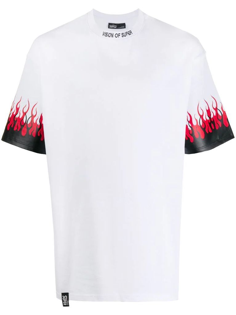 flame-print crew neck T-shirt
