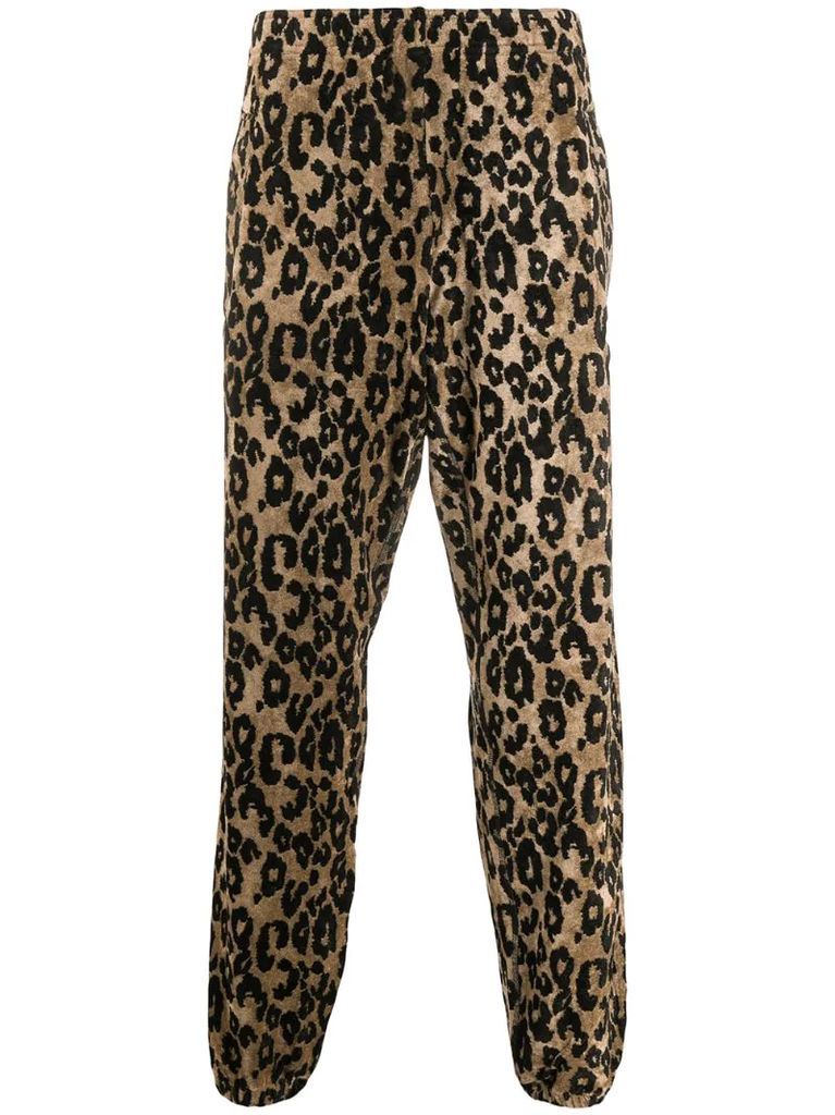 jacquard leopard track pants