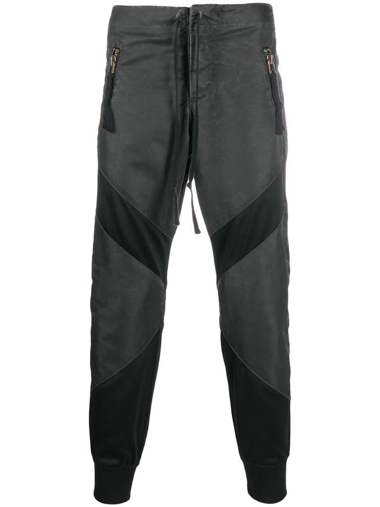 contrast-panel tapered trousers