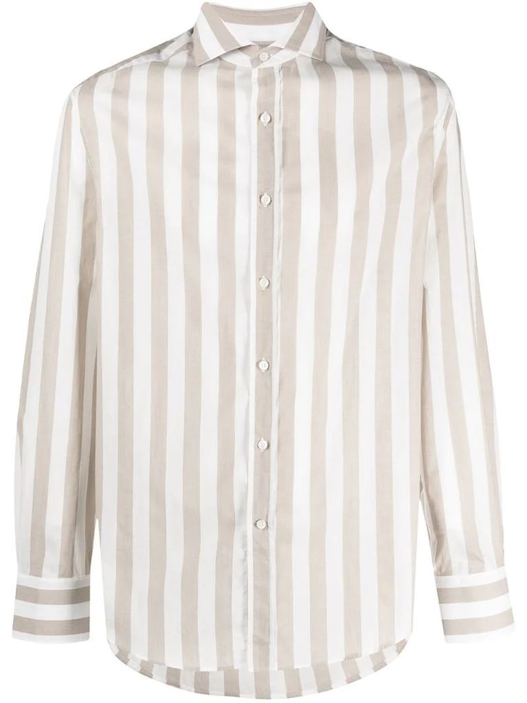 stripe-pattern buttoned shirt