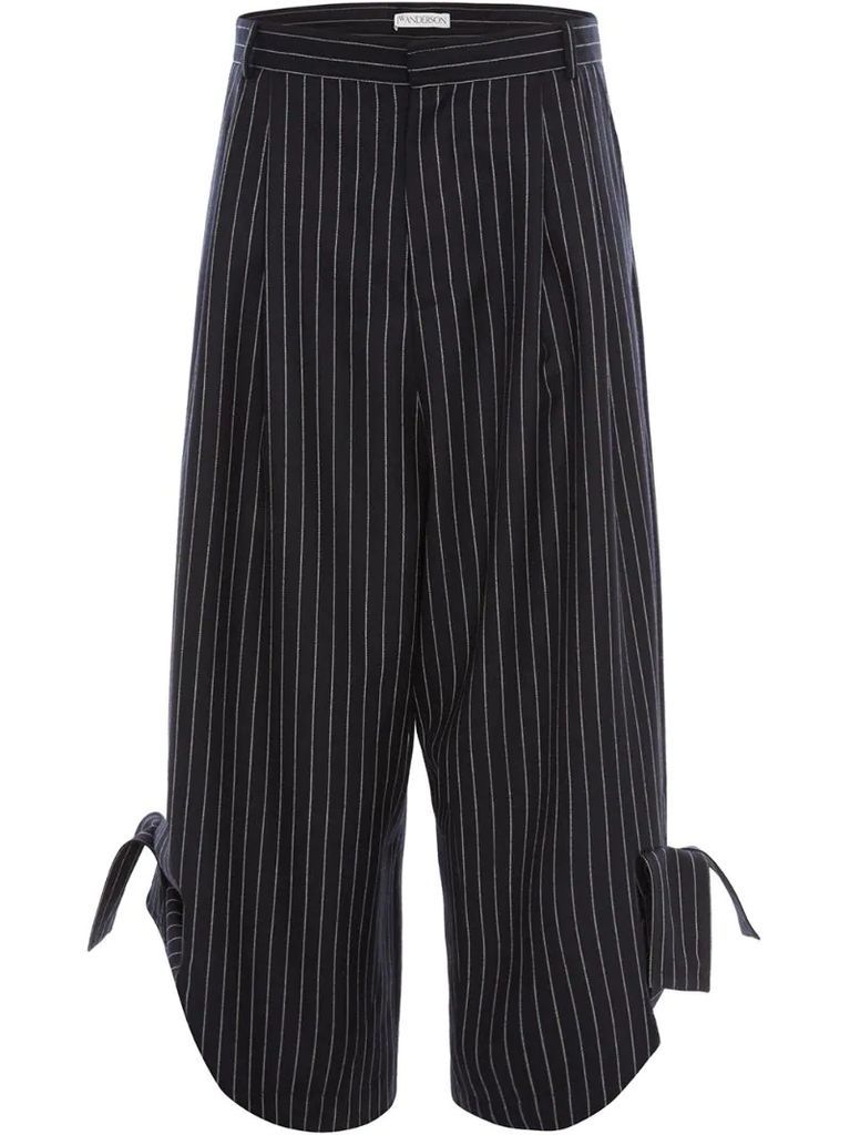 pinstripe bow details trousers