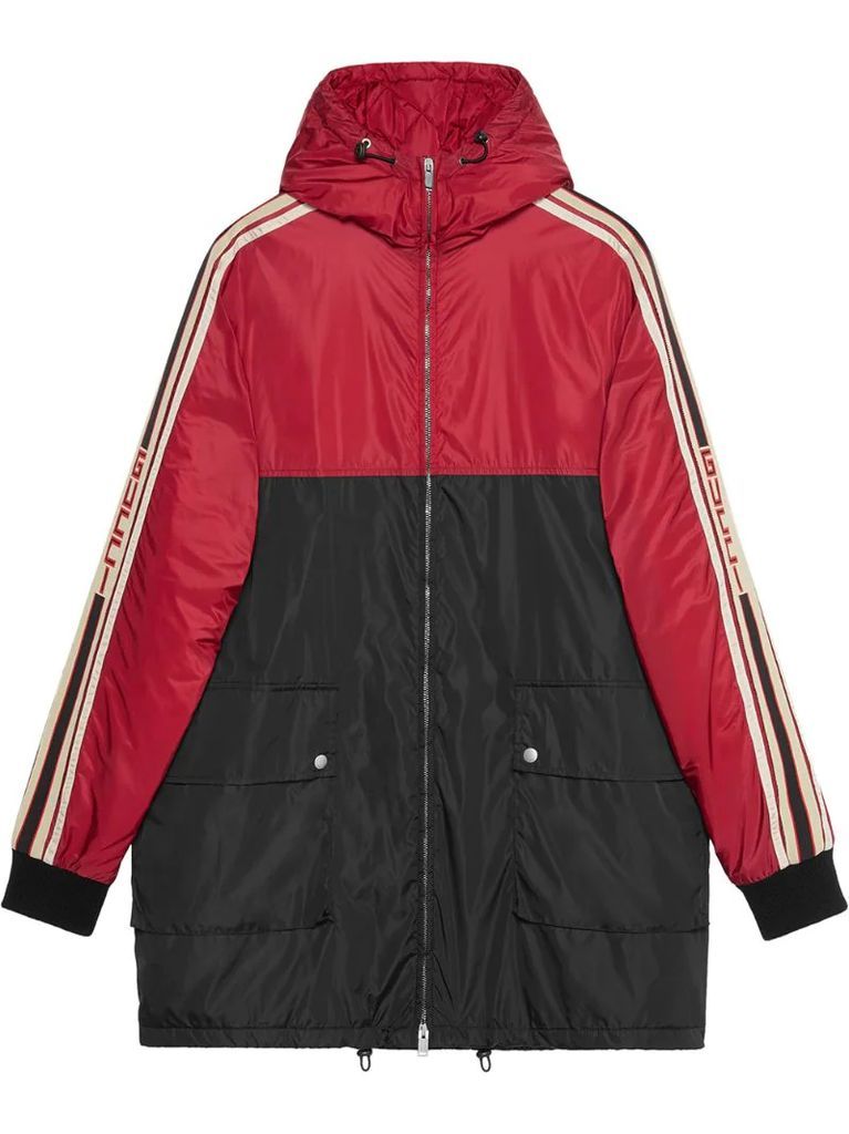 Nylon coat with Gucci stripe