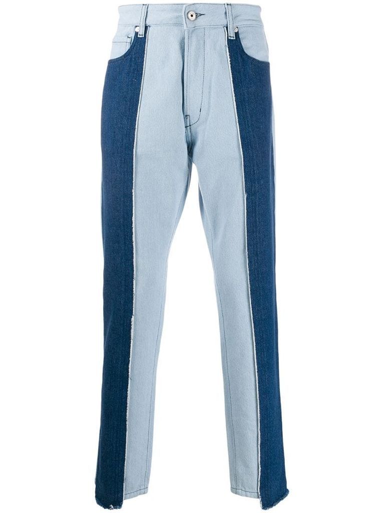 high-rise patchwork denim jeans