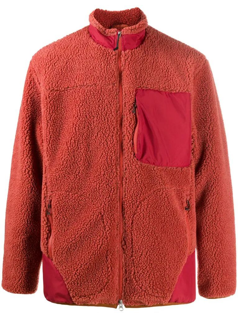 contrast pocket fleece jacket