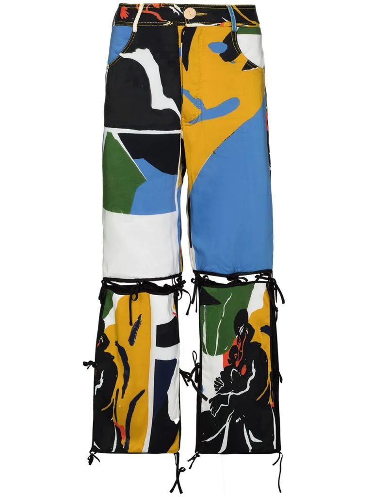 graphic-print flared detachable trousers