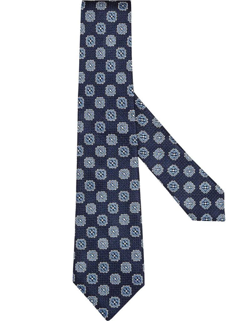 floral-print silk tie