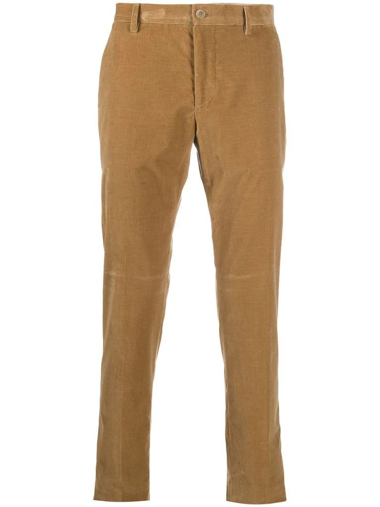 mid-rise straight leg corduroy trousers