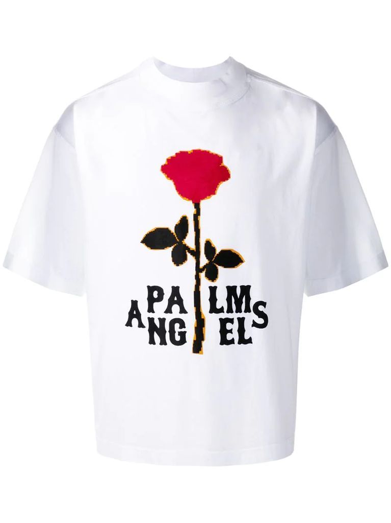 rose-print logo T-shirt