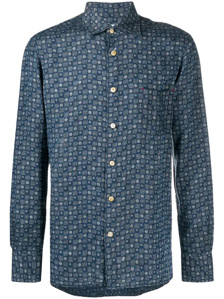geometric-print linen shirt