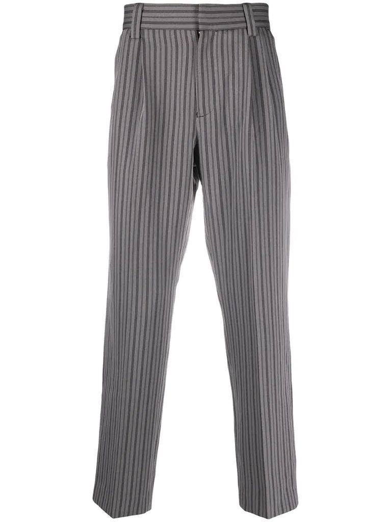 stripe tapered trousers