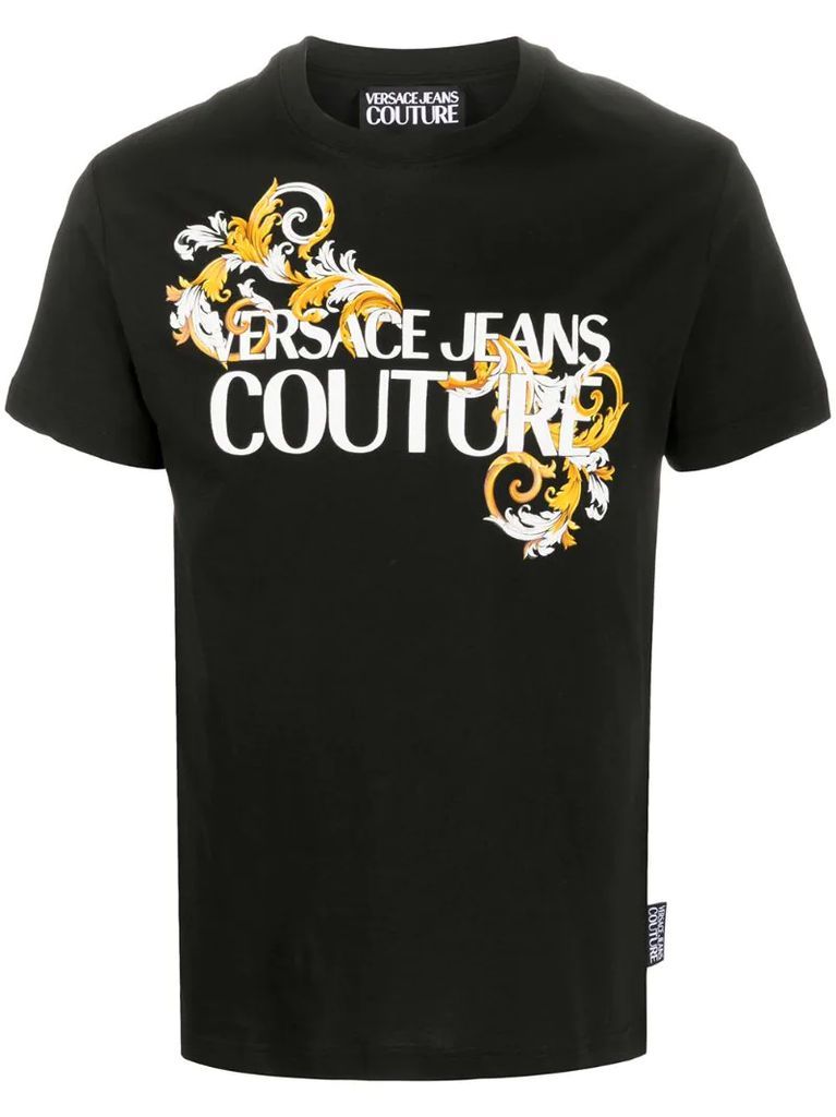 Logo Baroque-print cotton T-shirt