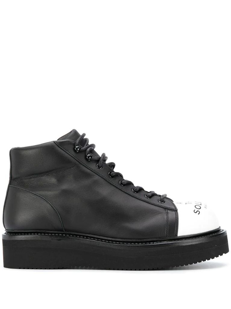 contrast-toe lace-up boots