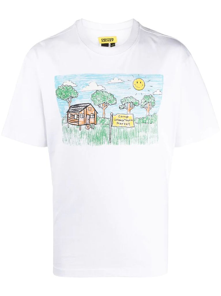 illustration-style print T-shirt