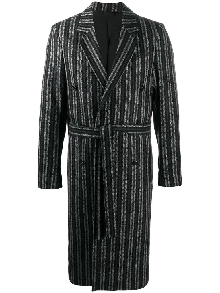stripe double-breasted coat