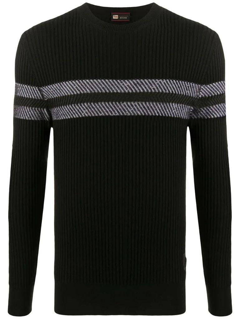 ribbed striped wool jumper