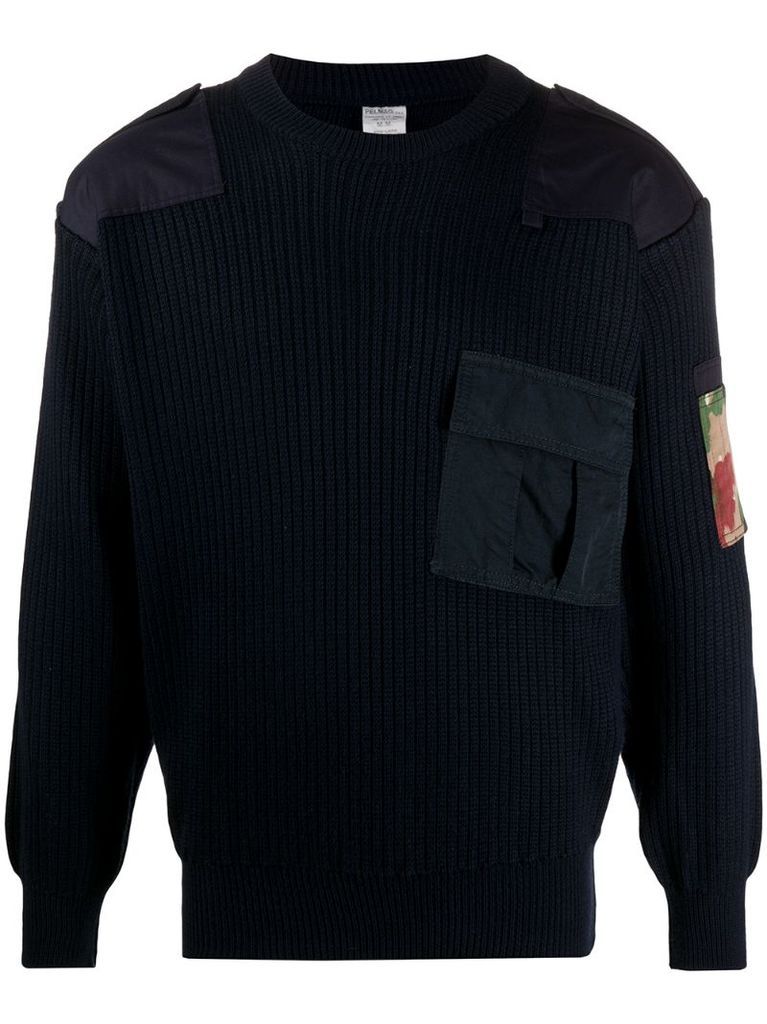 shoulder-patch military sweater