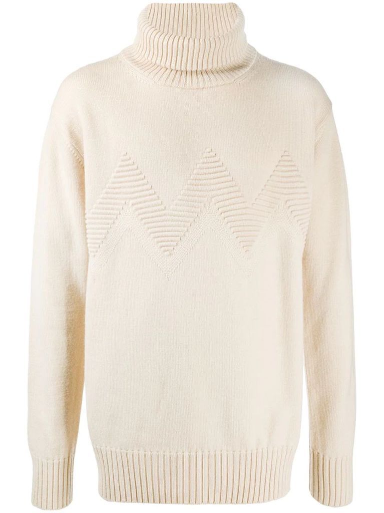 roll-neck embroidered knit jumper