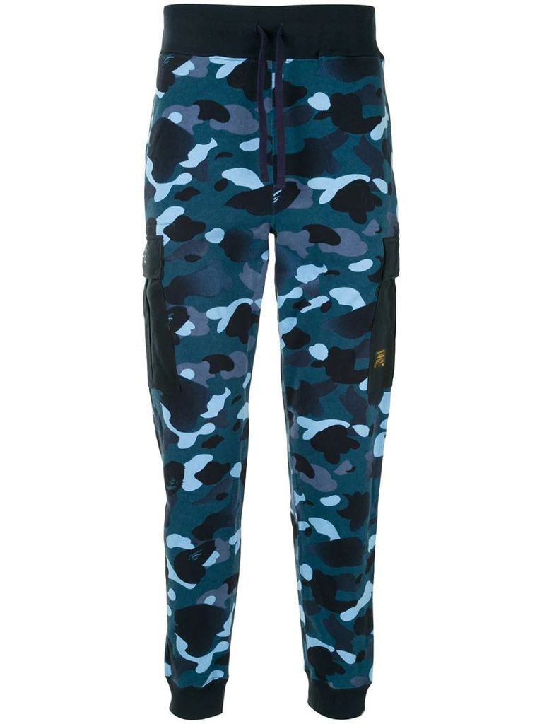 camouflage-print cargo track pants