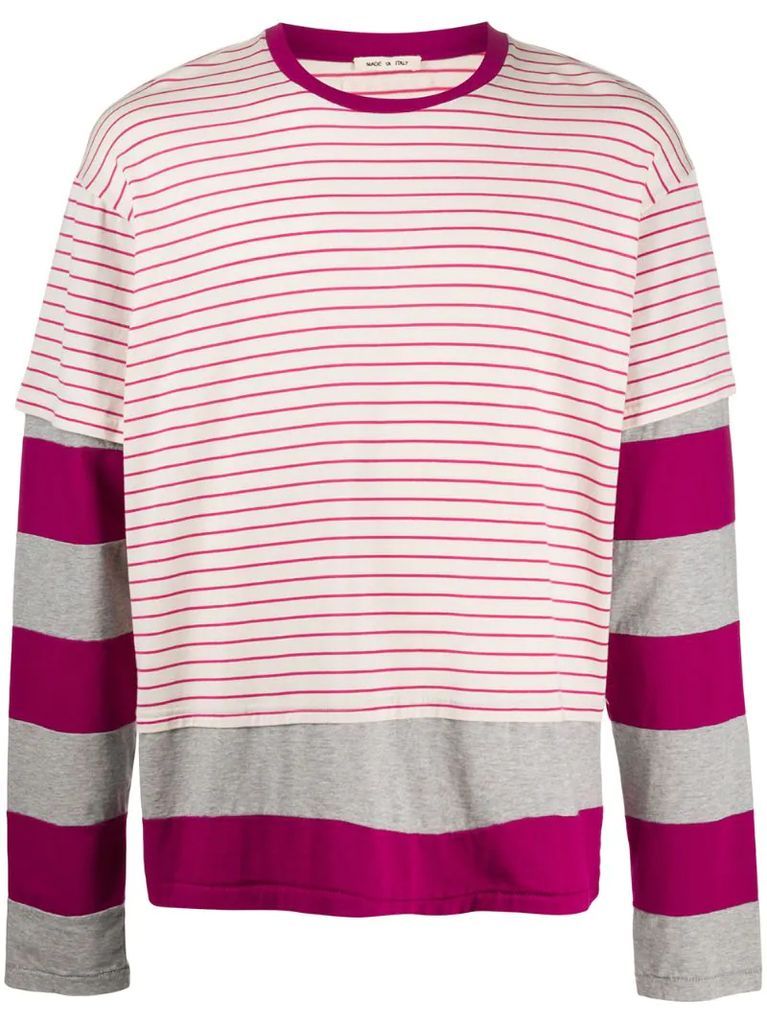multi-stripe layered T-shirt
