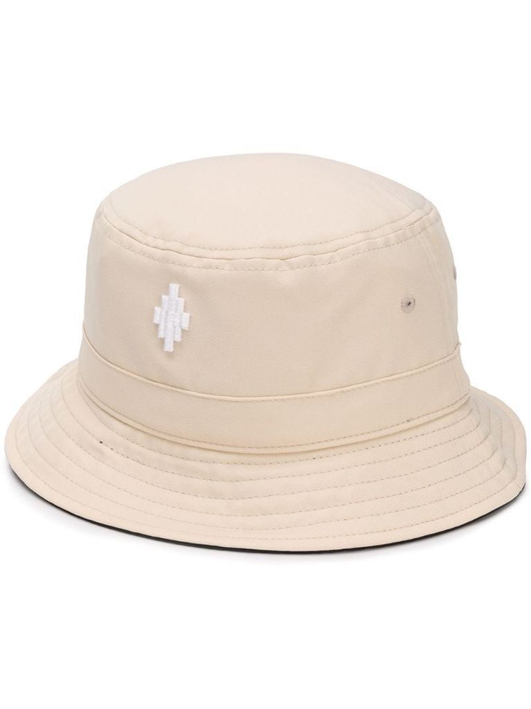 Cross-embroidered bucket hat