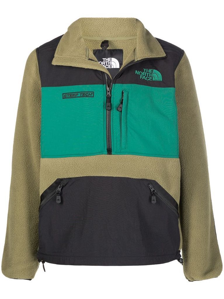colour-block pullover fleece jacket