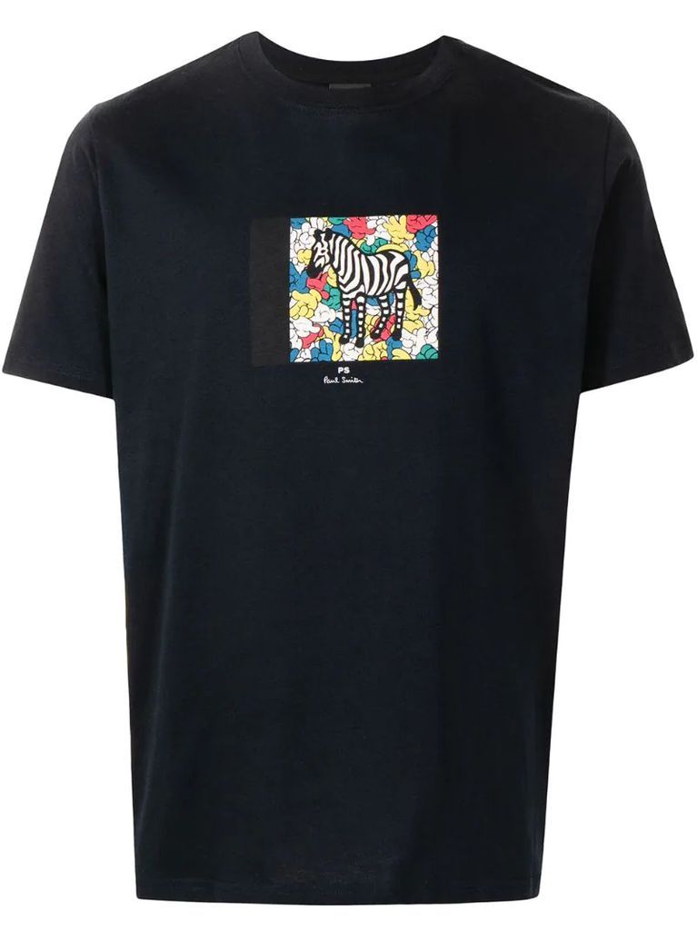 zebra-print organic cotton T-shirt