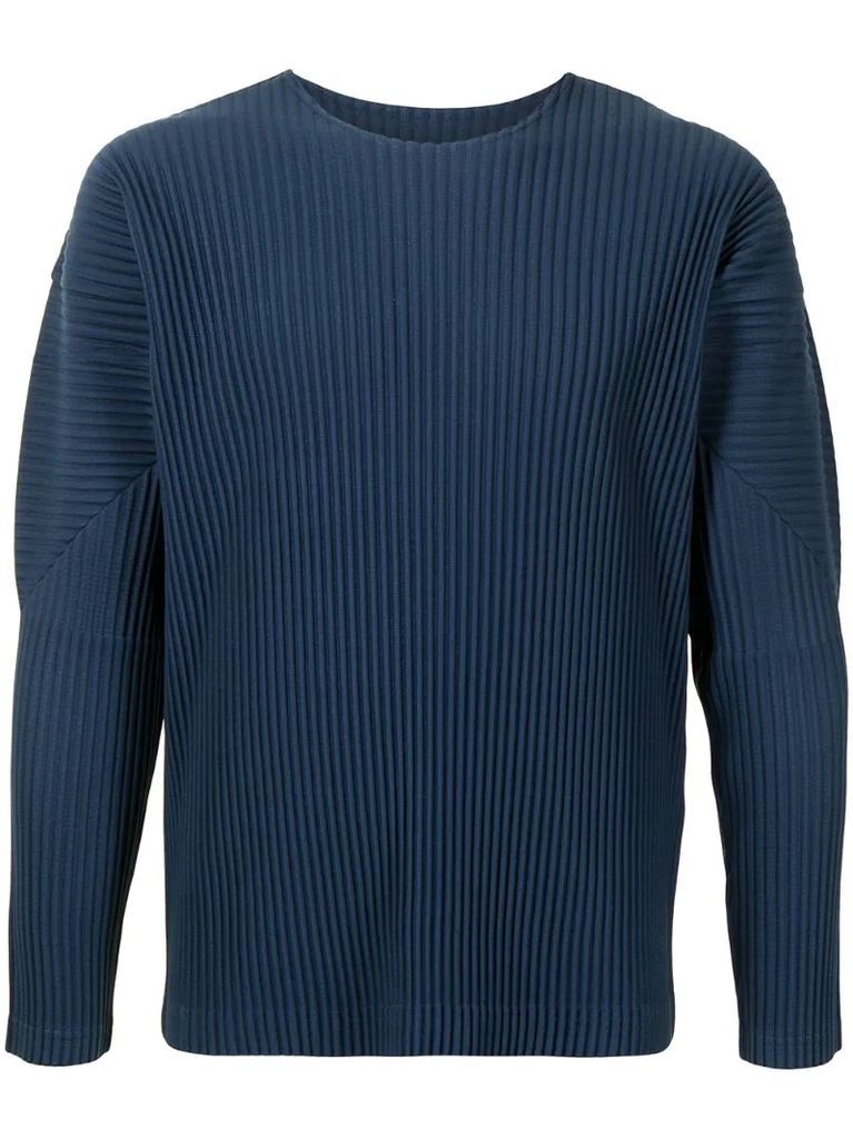 pleated crew-neck pullover