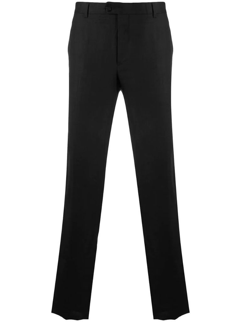 embroidered crest tailored trousers