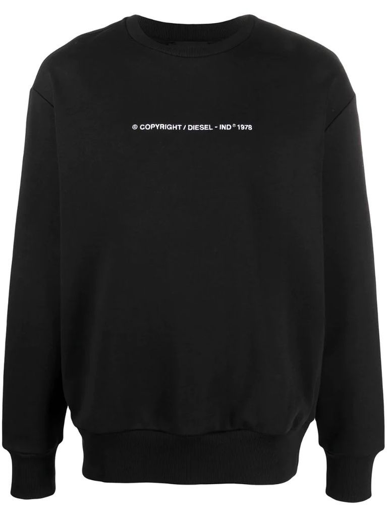 slogan-embroidered cotton sweatshirt