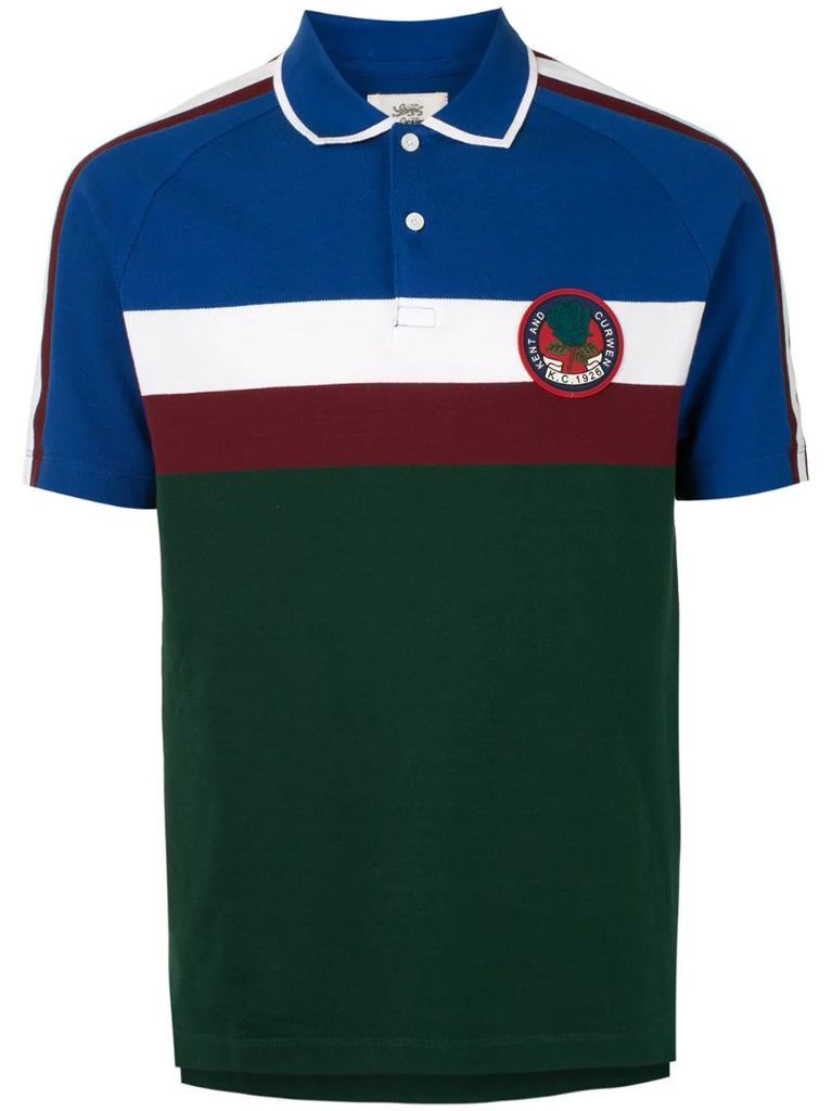short sleeve embroidered patch polo shirt