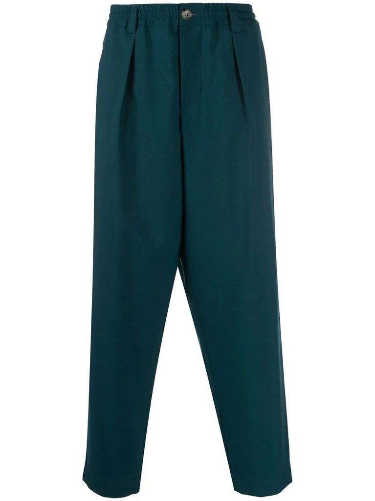 pleated-front tapered trousers