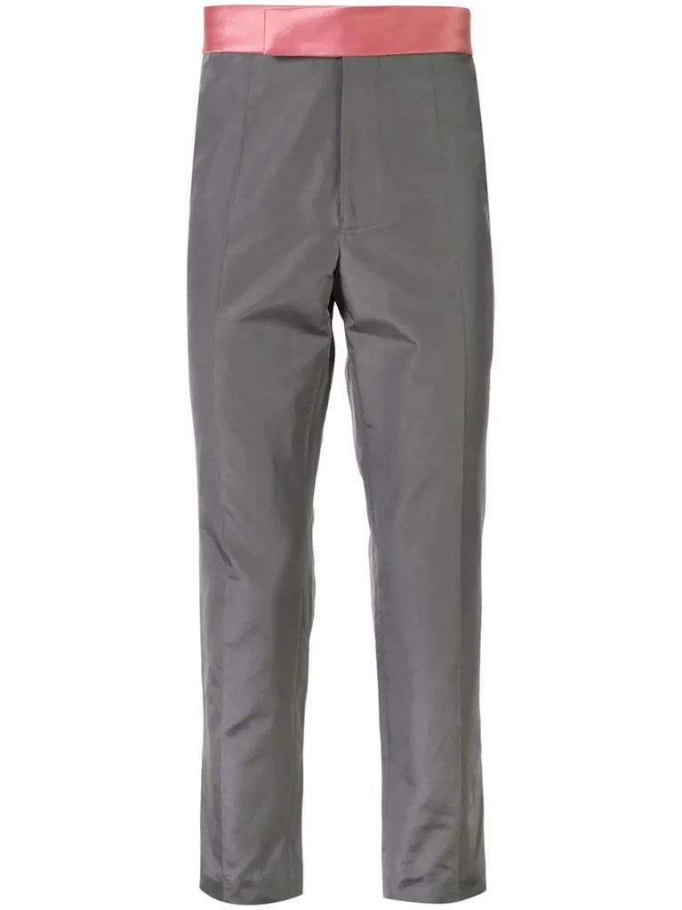 contrast waist tailored trousers