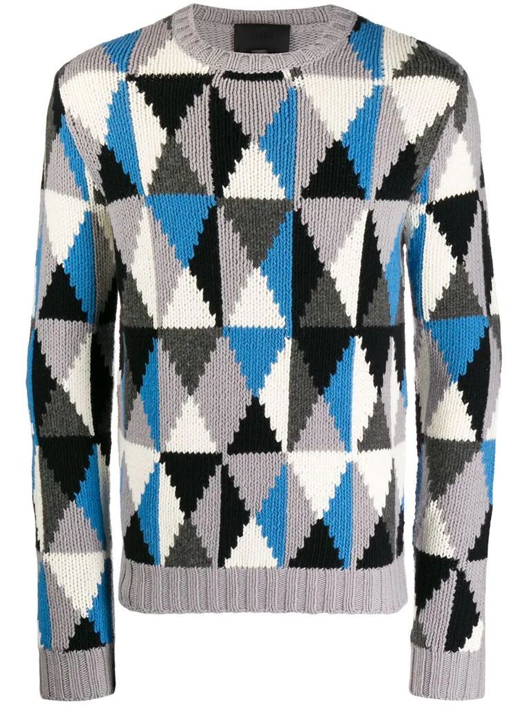 geometric pattern knitted jumper