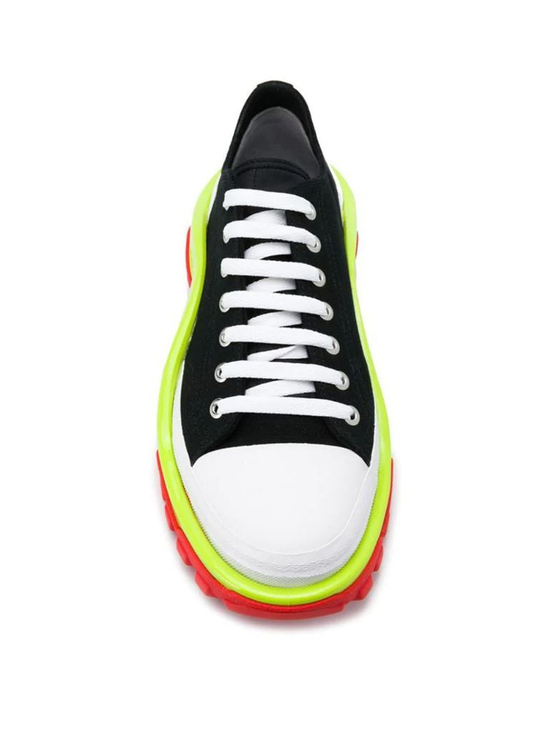 Black Detroit Runner contrast sole low-top cotton sneakers