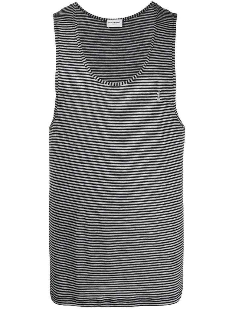 striped vest with embroidered logo