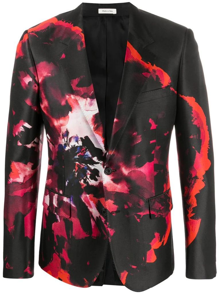 floral-print blazer jacket