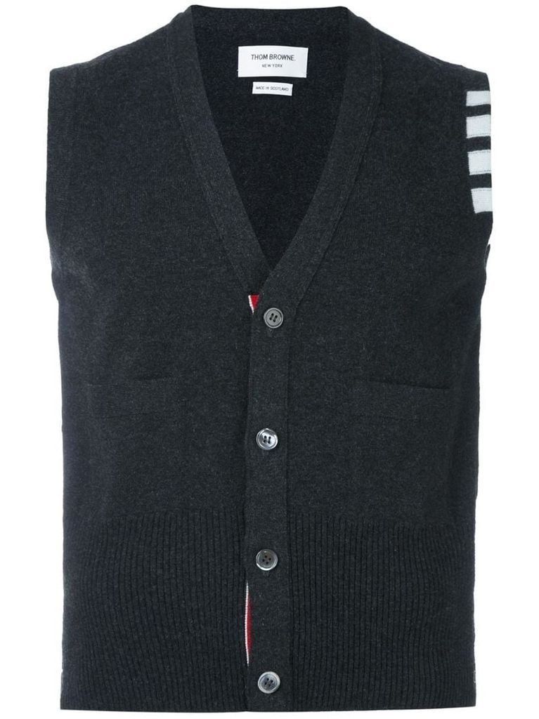 4-Bar Cashmere Cardigan Vest