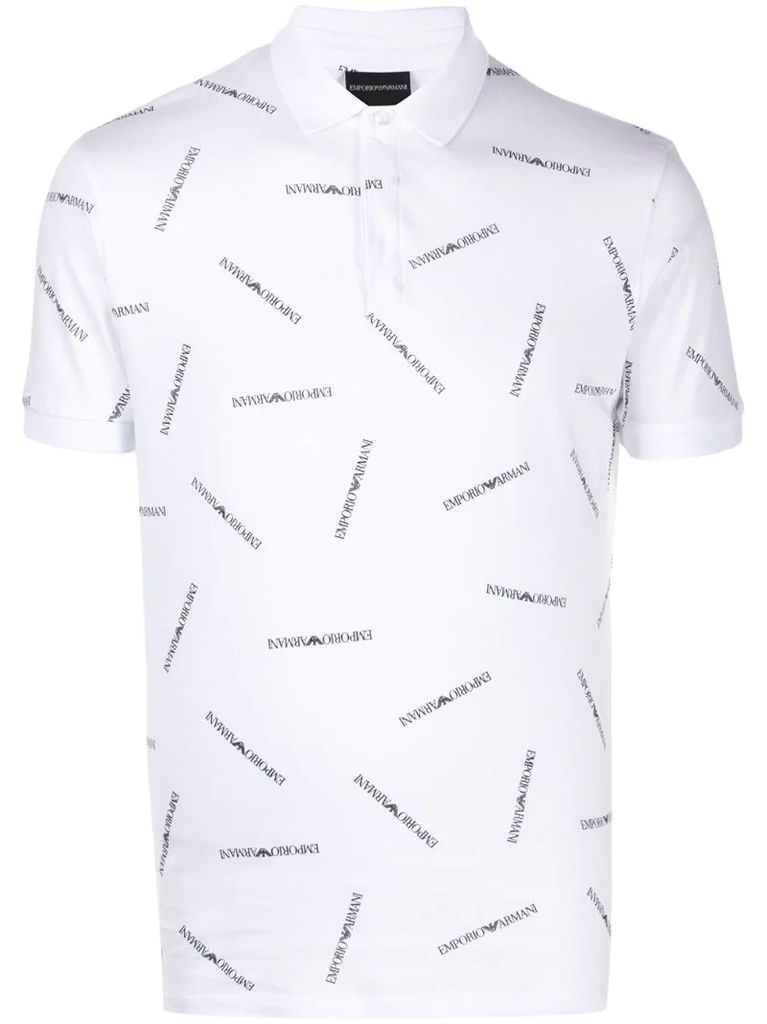 short-sleeved logo-print polo shirt