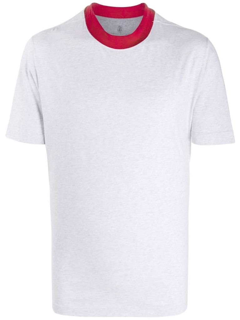 contrast-trim short sleeved T-shirt