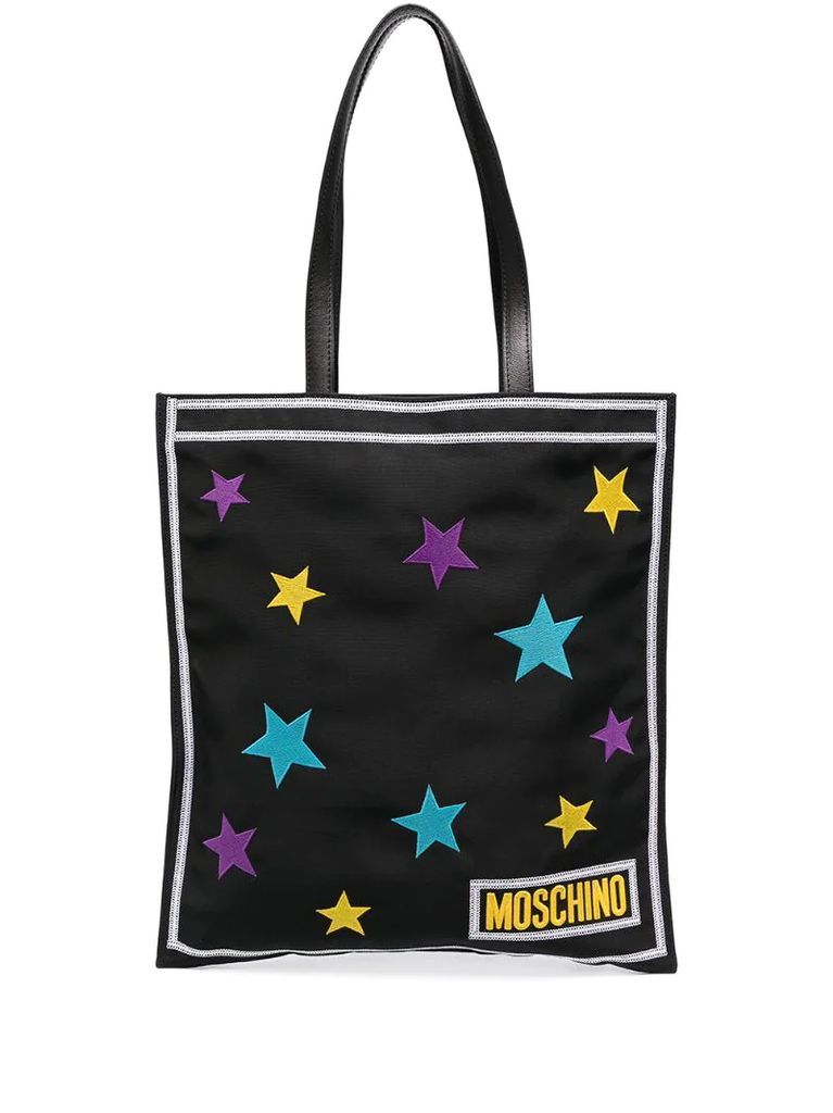 star-patch tote bag