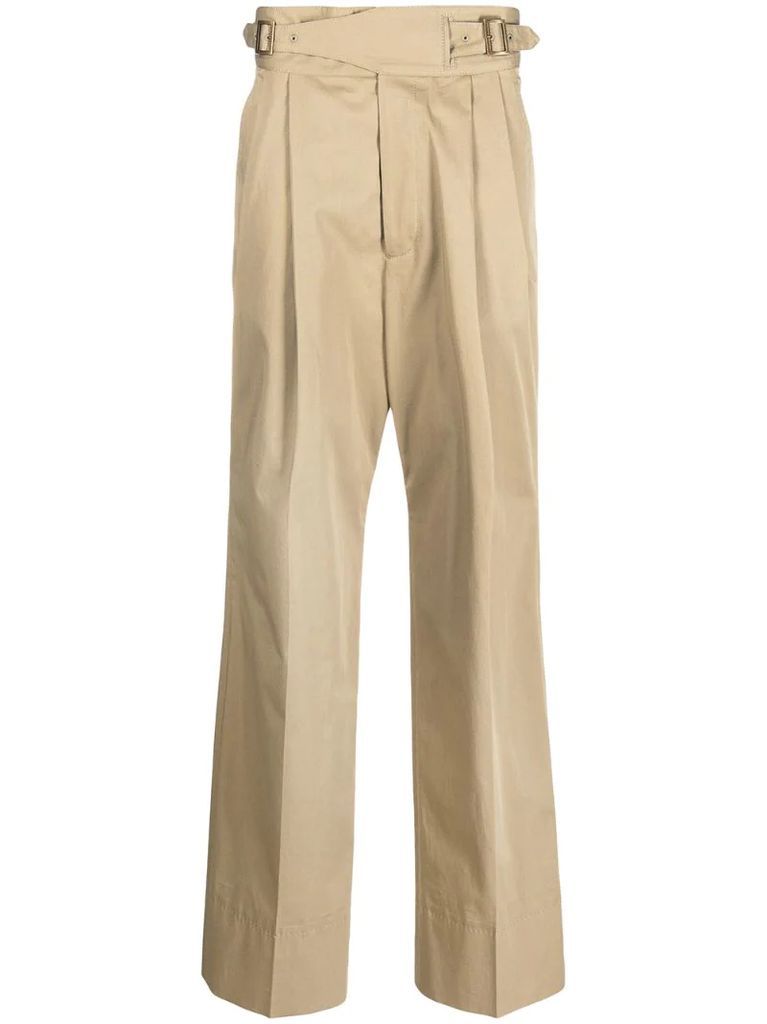 waist-tab cotton trousers