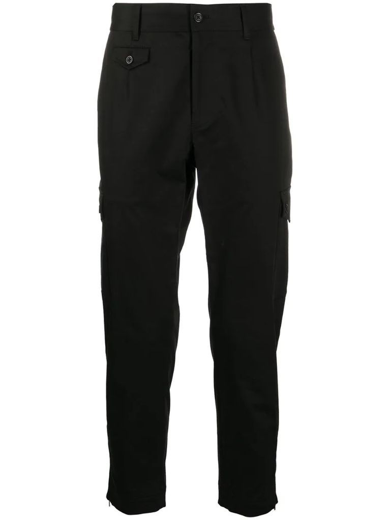 slim-fit mid-rise trousers