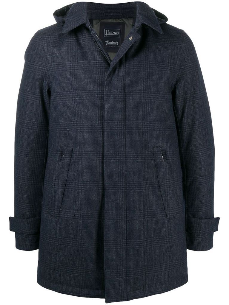 Prince of Wales check padded coat