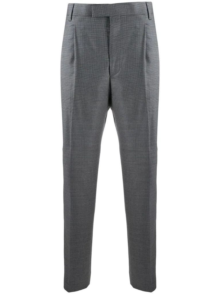 high-rise copped houndstooth trousers