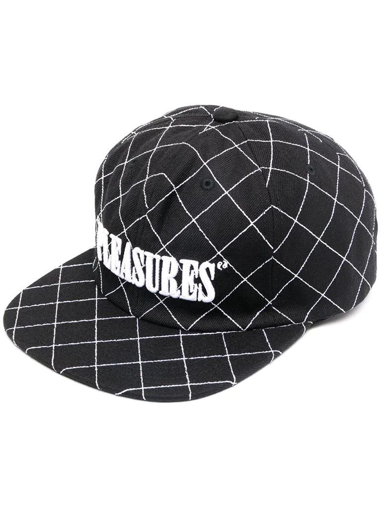 checked logo-embroidered cap